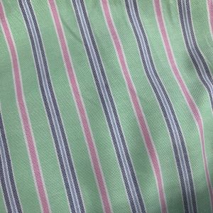 1 Mét Vải Cotton 100% Thô Không Co Giãn Xanh Lá Nhạt Hoạ Tiết Kẻ Sọc Khổ 1m5 Hàng Công Ty