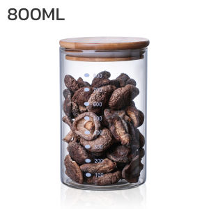 โหลแก้วมีฝาปิด โหลแก้วสูญญากาศ โหลแก้วฝาไม้ Glass Jar ขวดโหล ขวดใส่เครื่องปรุง กระปุกใส่ขนม แข็งแรง เข้าไมโครเวฟได้ 600ml 800ml 1000ml 1200ml Simple Kitchen