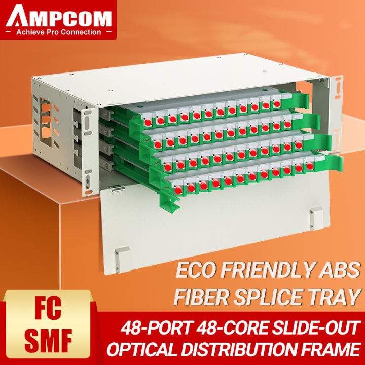 Ampcom 48 Core Odf Optical Distribution Frame Optic Patch Panel Lc Sc Fc Single Mode Multi Mode 2418