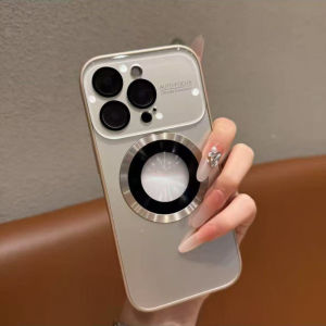 Large Window Magnetic Hard Case for iPhone 11 12 13 14 15 16 17 Pro Max Casing Hollow Out Magnetic Phone Case for iPhone 13 Case Cover