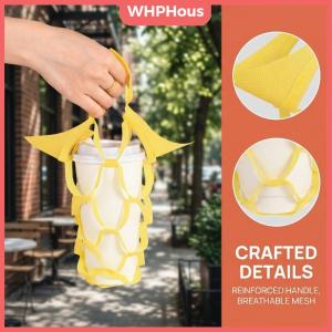 WHPHous Decorative Non Woven Beverage Bag Hollow Out Water Cup Holder Portable Carrier for Tea Shops and Daily Use
