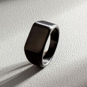 [A D]HNSP 316L Stainless Steel Ring For Men 2024 Smooth Rectangular Seal Rings Finger Jewelry Accessories