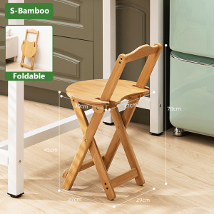 Bamboo Foldable Bar Chair Kerusi Lipat S/M/L Kitchen Kerusi Bar Stool High Chair High Stool 可折叠吧台椅