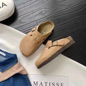 IELGY Brown Birkenstock Womens Platform Sole Baotou Semi-Slippers Summer Slippers Slip-On Vintage