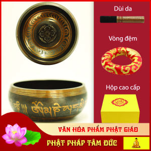 Chuông xoay mật tông tây tạng chuông xoay nepal chuông đồng tụng kinh - Đủ size tặng dùi bọc da vòng đệm và hộp cao cấp