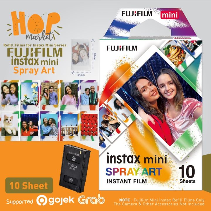 Fujifilm Instax Mini Film Spray Art Border + Film Mini Macaron - Lot 2 Paquets De 10 Vues Multicolores