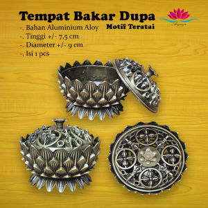 Tempat Bakar Dupa Lingkar 4 jam Teratai Besar bahan  Aluminium Alloy