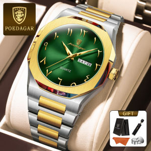 POEDAGAR Genuine Mens Watch Stainless Steel Strap Calendar Multifunctional 100% Waterproof Quartz Watch 830