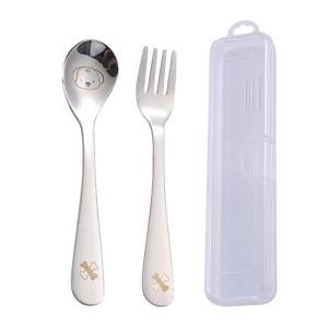 Toddler Cutlery Set Solid Feeding Spoon Fork Set Baby Self-Feeding Training Spoon Stainless Steel Kitchen Utensil