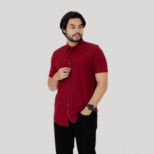 Hey Man Kemeja Pendek Pique - Maroon