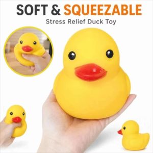 RUNDTY Soft Texture Squishy Duck Animals Non-Bounce Sensory Stress Toy Portable Elastic Duck Pinch Toy Xmas Gift
