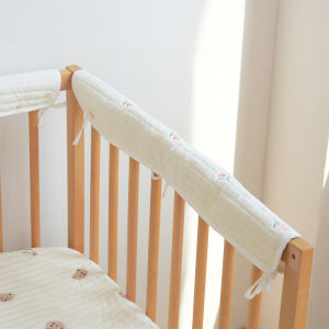 Embroidery Quilted Cotton Baby Bed Bumper Strip Crib Protector Washable Anti-collision Safety Rail Fence