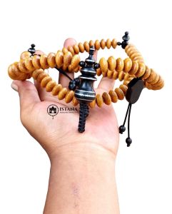 Tasbih Kayu Kelor Emas dan Galih Kelor Hitam 13x7mm - Isi 100 Butir - Muslim