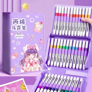 GINKG พับเก็บได้ ถุงเก็บปากกามาร์กเกอร์ศิลปะ กระเป๋าใส่ดินสอ ซิปมีซิป ตัวจัดระเบียบปากกามาร์กเกอร์ แบบพกพาได้ จุได้มาก กระเป๋าปากกามาร์กเกอร์ สำหรับ24/36/48/60ชิ้น