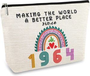 Happy 61st Birthday Gifts for Women Makeup Bag Funny 1964 61 Year Old Birthday Decorations Gift Ideas for Grandma Mom Her Wife Sister Aunt Small Cosmetic Travel Bags for Mothers Day Christmas
