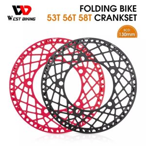 WEST BIKING Crankset Folding Bicycle Crank 130BCD CNC Alloy Single Disc Chainwheel Bike Chain Wheel 53T 56T 58T Crankset Chainring Foldable Bicycle Accessories Bike Crankset Tooth