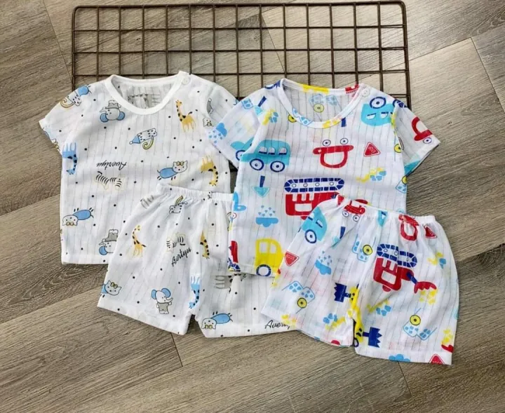 Set 5 bộ đồ cotton giấy thoáng mát cho bé yêu