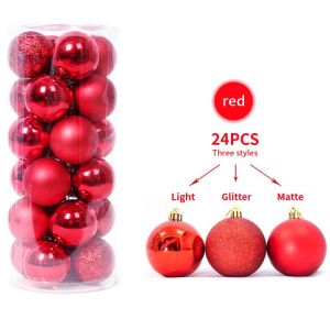 24Pcs/set Shiny Matte Christmas Balls Set for Home Seasonal Ornament Traditional Xmas Decorations