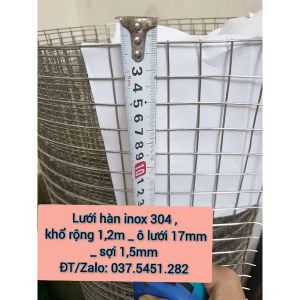 Lưới inox hàn 304 KHỔ CAO 12M : ô 18mm_sợi 14mm ( lưới Avi hàng rào chuồng nuôi)