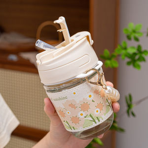 Bình Nước Thủy Tinh Quai Ngọc Cao Cấp 350ml Siêu Đẹp Sang Chảnh Xinh Xắn Tiện Dụng Bền Chắc