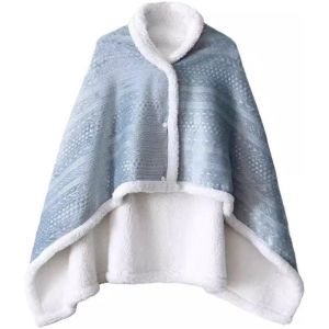 LITTLEX Soft Lazy Shawl Thick Warm Multifunction Wearable Cape Coral Fleece Nap Blanket Lunch Break