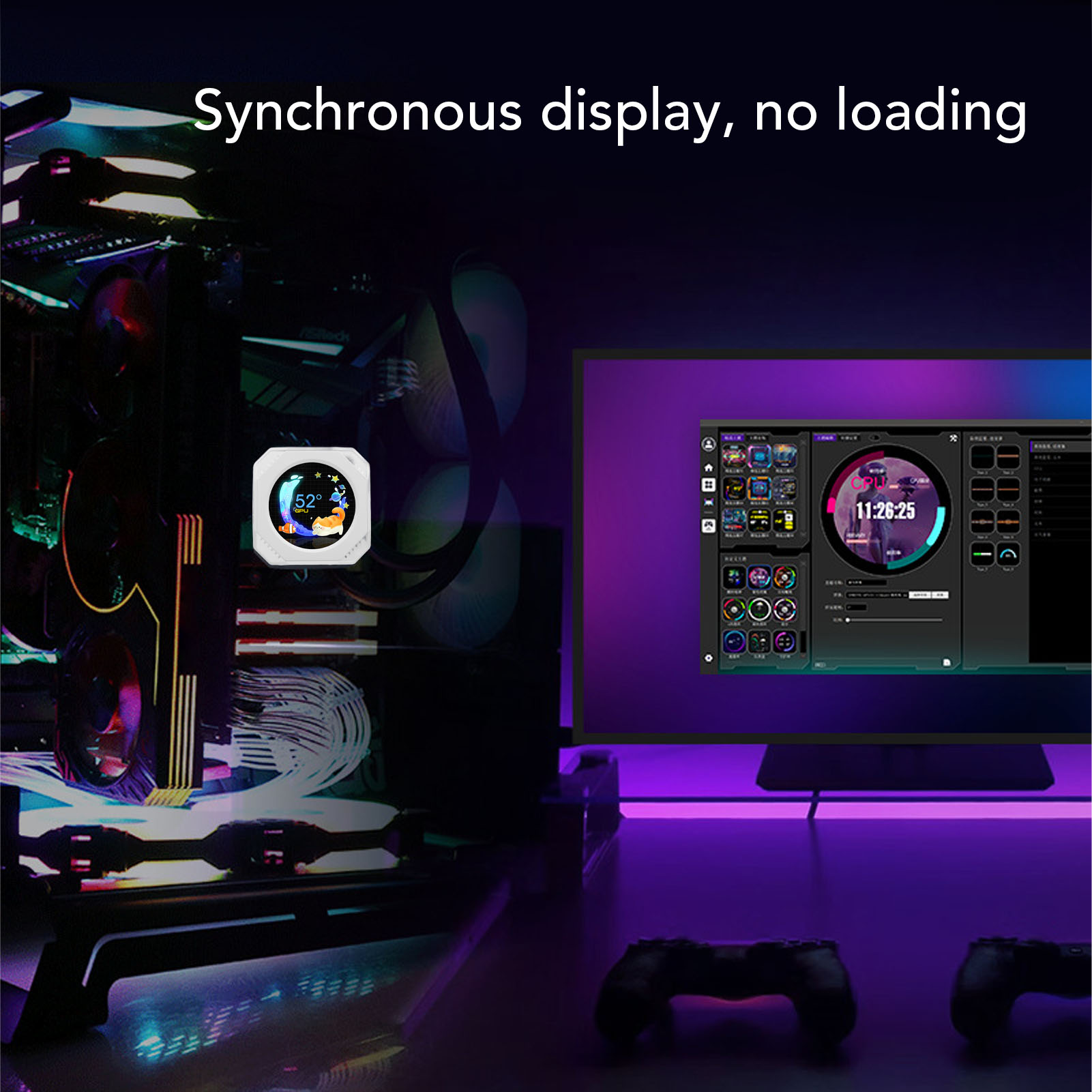 CPU Cooler Lcd Display RGB 2.1 Inch Computer Temperature Display for Gaming