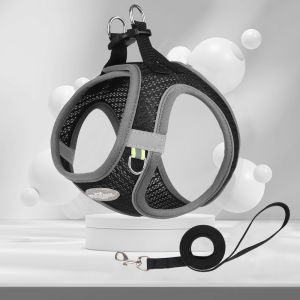 Xuderong Puppy Harness Leash Set for Small Medium Dog Cat Vest Breathable Pet Chest Strap French Bulldog Chihuahua Poodle Pet Supplies