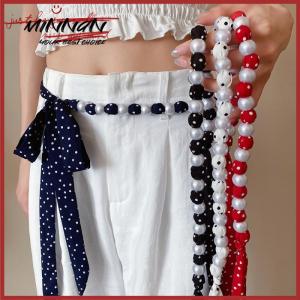 [minnan] ผ้าพันคอผ้าไหมยาวลายจุดวินเทจแฟชั่นห่วงโซ่เอวไข่มุกแฟชั่นดีไซน์หรูหราเข็มขัดสวยงามเสื้อผ้าที่สวยงาม