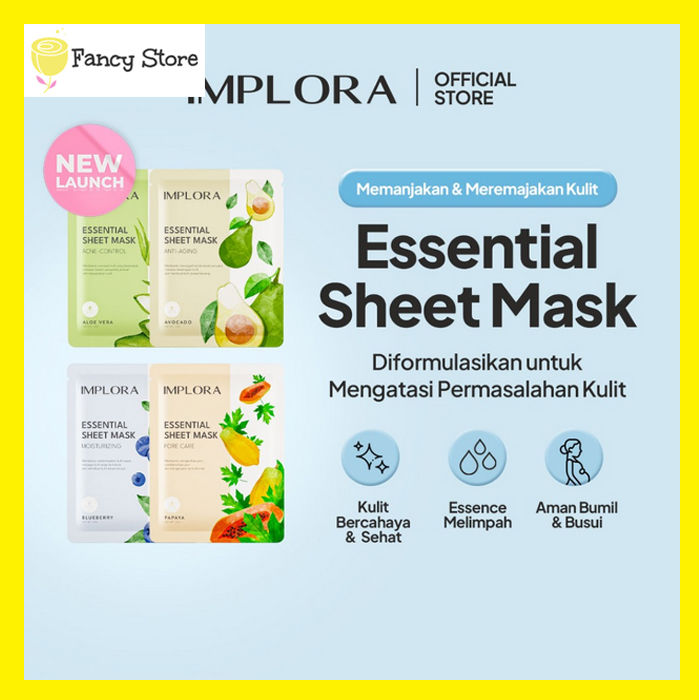 Implora Essential Sheet Mask [BLUEBERRY-MOIST] Masker Wajah