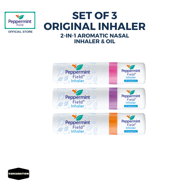Set of 3 PEPPERMINT FIELD INHALER & OIL AROMATICS 2 IN 1 MADE IN THAILAND Inhalers for cough and