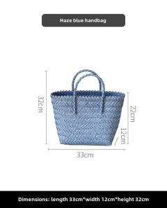 228Woven Straw Bag R Large Capacity Rattan Bag Womens Acrylic Handle Satchel Shopping Basket Tote Bag