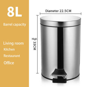 3L/5L/8L/12L stainless steel trash cans. When you step on the lid it has a slow lowering function