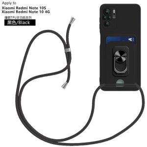 Casing For Xiaomi Redmi Note 11 11S 10 10S 10C Pro 4G 5G Note11 Ring Phone Case Bracket Card Slot Lanyard Silicone TPU Shockproof Holder Protection Case Cover