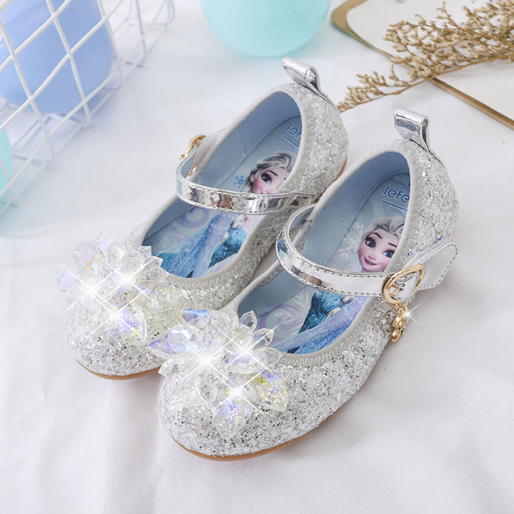 Congme Frozen Elsa Shoes for Kids Girl Princess Crystal Flower