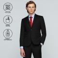 GQ Essential Suits สูทผู้ชายทรงสลิม รุ่น Super TR Slim Black  สีดำ (ซักเครื่องได้). 