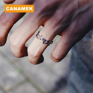 【CANAMEK】 Vintage Goth Thorns Couple Rings For Men Women Irregularity Opening Vine Punk Ring Party Jewelry Gifts Accessories