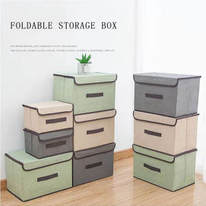 Folding storage box with lid non-woven storage box clothes sorting box sundries storage box