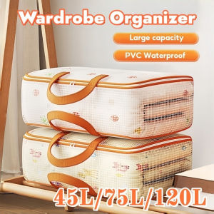 Quilt Storage Bag Waterproof PVC Zippered Moisture Resistant Dustproof Blanket Comforter Organizer Closet Wardrobe