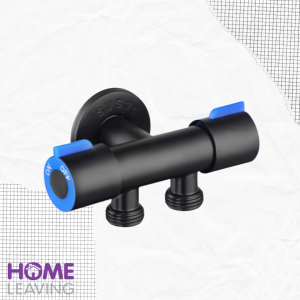 Keran Cabang Hitam Double Stop Kran Shower Mandi Selang Mesin Cuci Tembok Angle Valve Air Toilet 2 sisi tuas mandiri kamar mandi