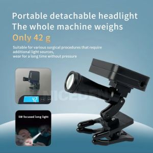 Niceden 5W Portable Dental Headlight Clip-on High Brightness Wireless Headlight with for Dental Magnifiers LED Headlight