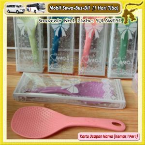 ( isi 50 pcs ) Souvenir CENTONG SENDOK NASI kemas MIKA Kartu Ucapan Suvenir Murah Makassar