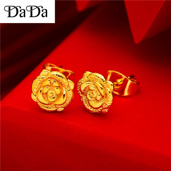 dada Jewelry Gold 916 Original Gold Earrings Women Rose
