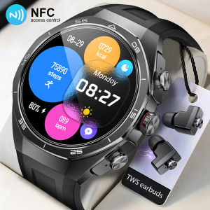 LIGE โทรผ่านบลูทูธสมาร์ทวอท์ช NFC พร้อมหูฟัง TWS สายรัดข้อมืออัจฉริยะนาฬิกาวัดอัตราการเต้นของหัวใจสายรัดข้อมือฟิตเนสวัดความดันโลหิตนาฬิกากีฬากันน้ำ