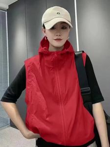 Sunscreen Hooded Vest Jacket For WomenS Summer Design Sense Sleeveless Casual Versatile Breathable Short Top