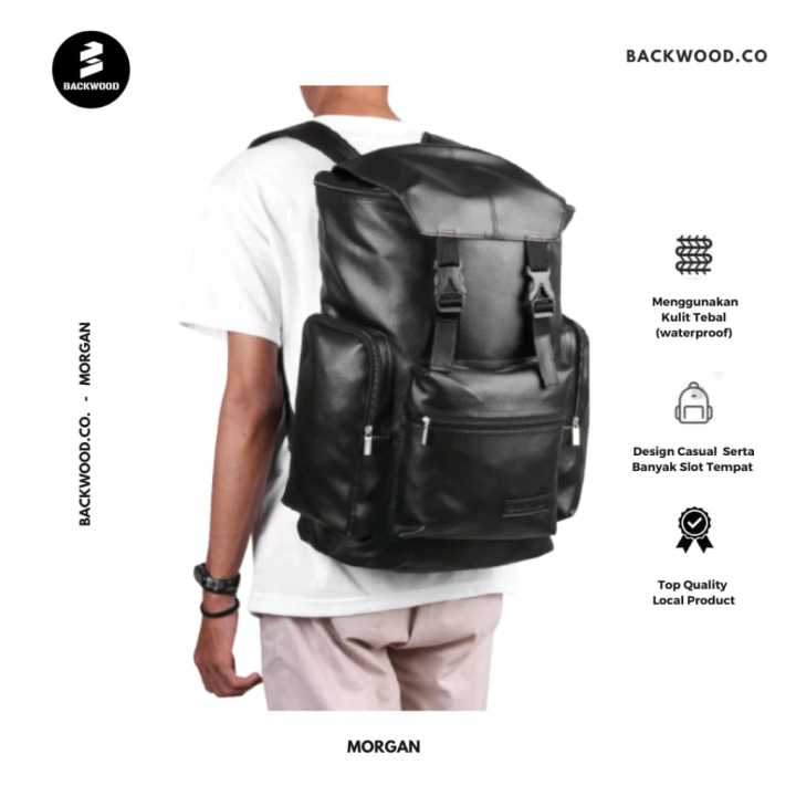 BACKWOOD tas ransel MORGAN backpack tas pria kulit sintetis