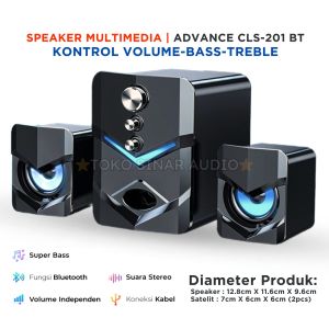 Salon Bluetooth Full Bass ADVANCE CLS 201 BT Multimedia Aktif 2.1 Stereo Music Box Speaker Bluetooth Full Bass Subwoofer Speaker Aktif Super Bass Subwoofer Full Bass