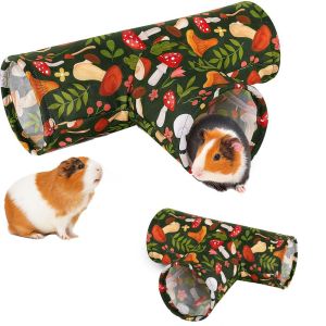 DOOUR 3 Way Guinea Pig Tunnel House Washable Summer/Winter Style Chinchilla Tunnel Habitat Cozy Breathable Hamster Hideout Playing