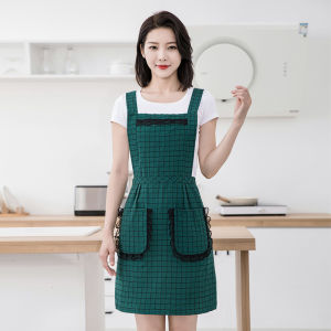 H-type Fashion Pure cotton apron household kitchen with pocket Women appron epren zipper epron masak 围裙 3012 apren lace