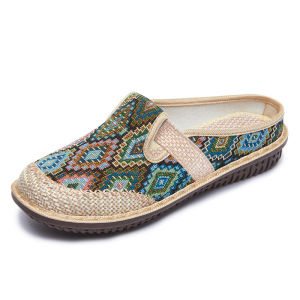WomenS New Ethnic-Style Linen Slip-On Shoes Casual Soft-Soled Home Shoes For Mothers