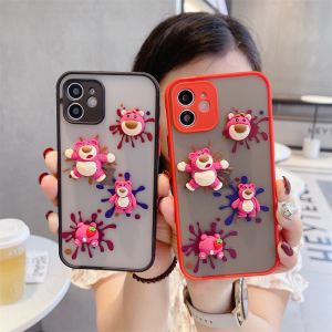 Hontinga Casing Case For iPhone 11 11 Pro Max 12 12 Mini 12 Pro Max Case Lotso Bear Toys Case Matte Transparent Clear Full Cover Lens Camera Protect Cases Phone Casing Hard Case For Boys Girls